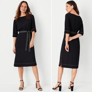 Ann Taylor Black Midi Dress Size XS